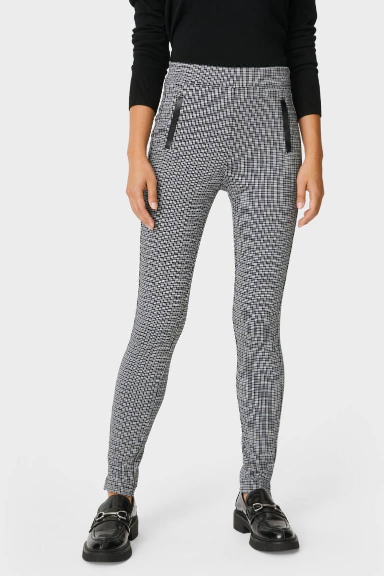 Pantalones C&A Leggings Recycled Check Blancas | LDTXHP-352