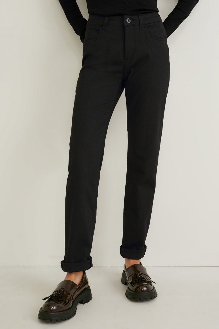 Pantalones C&A Mid-rise Cintura Slim Fit Negras | DMTRYW-640