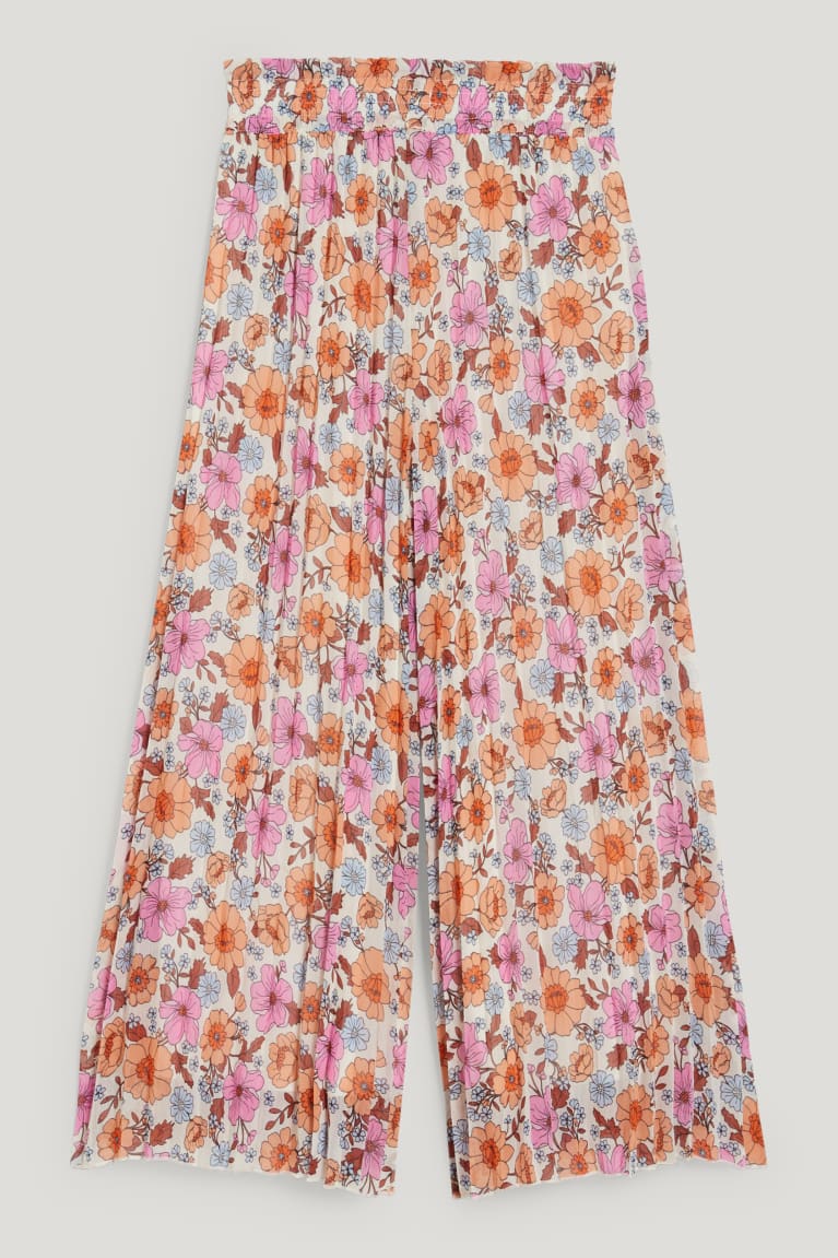 Pantalones C&A Plisado Floral Rosas | IDKTEU-573