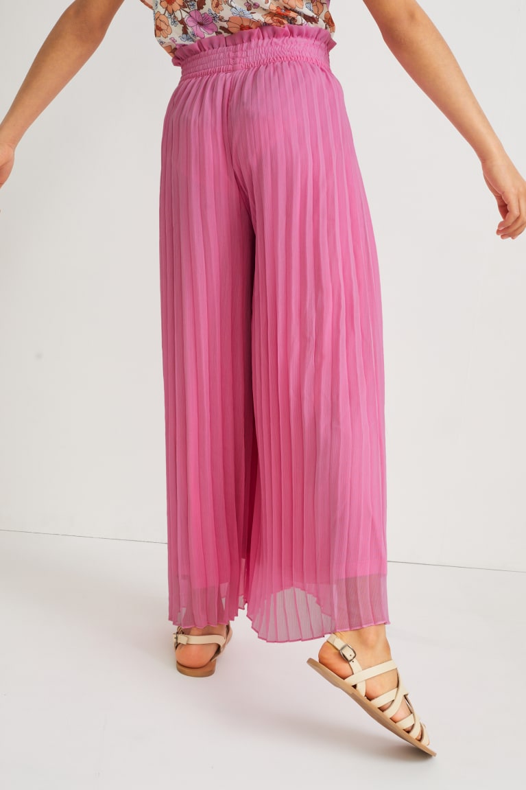 Pantalones C&A Plisado Rosas | JVLYRI-816