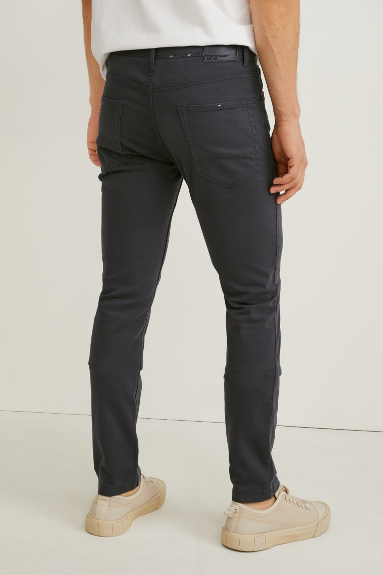 Pantalones C&A Slim Fit Flex Lycra® Gris Oscuro | GWIKVF-921