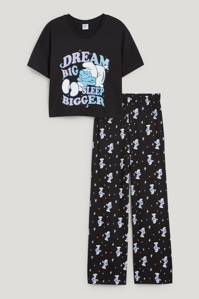 Ropa De Dormir C&A Clockhouse Pyjamas The Smurfs Negras | SKEGXB-876