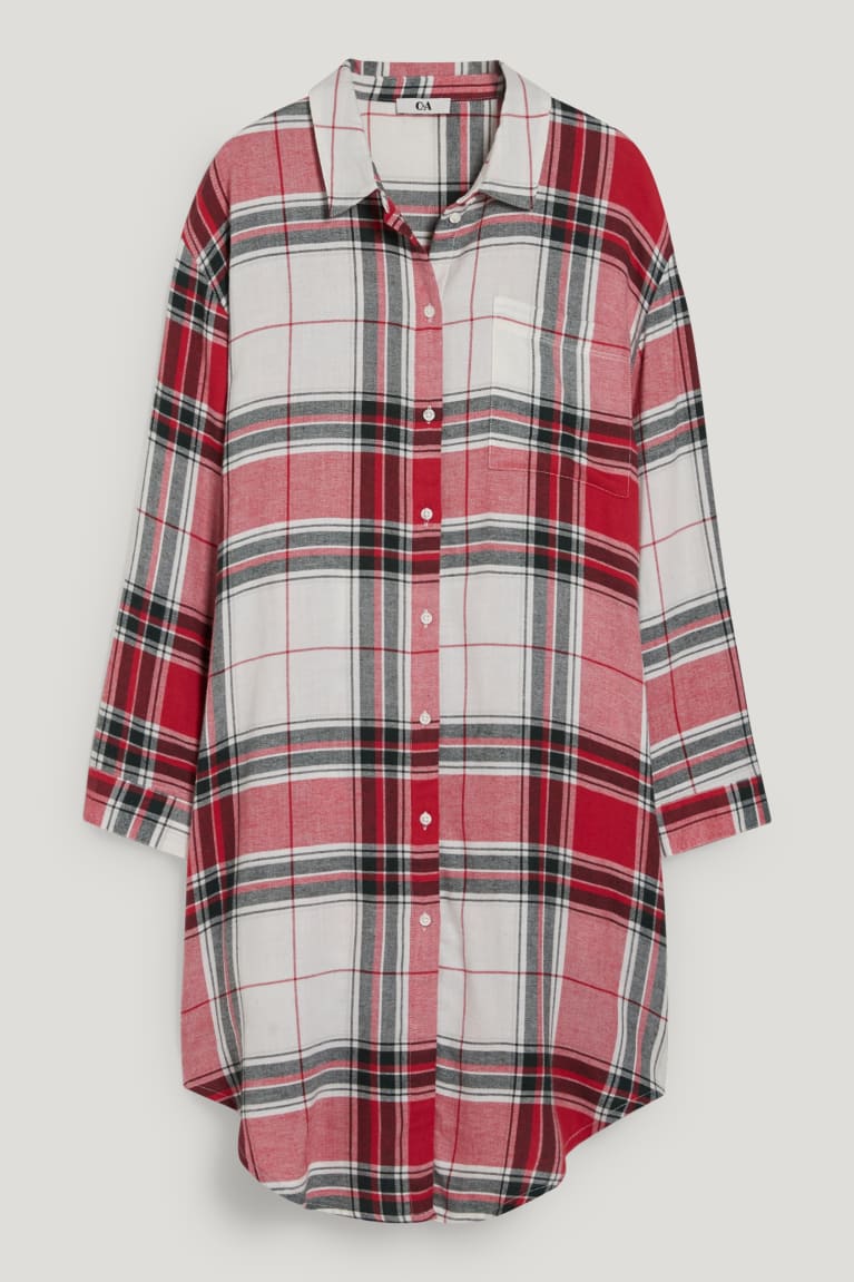 Ropa De Dormir C&A Flannel NightCheck Blancas Rojas | FKMTCU-423