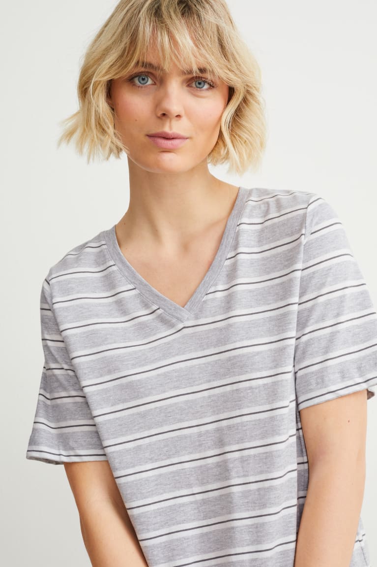 Ropa De Dormir C&A NightStriped Blancas Gris | KHPYNA-162