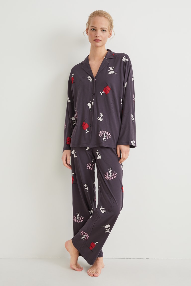 Ropa De Dormir C&A Pyjamas Peanuts Gris Oscuro | AELCQW-854