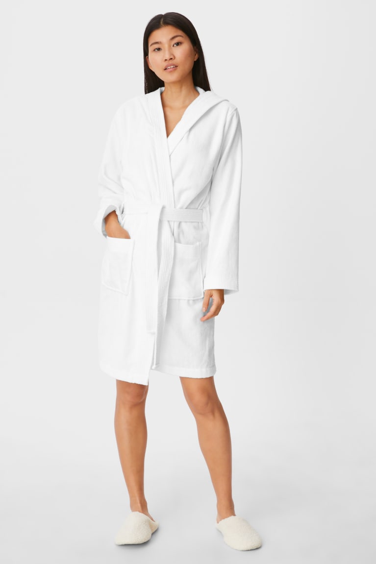 Ropa De Dormir C&A Terry Bathrobe With Hood Blancas | KGERLQ-587