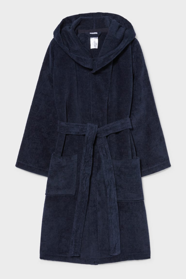 Ropa Interior C&A Bathrobe With Hood Organic Algodon Azules Oscuro | PAHOVI-947