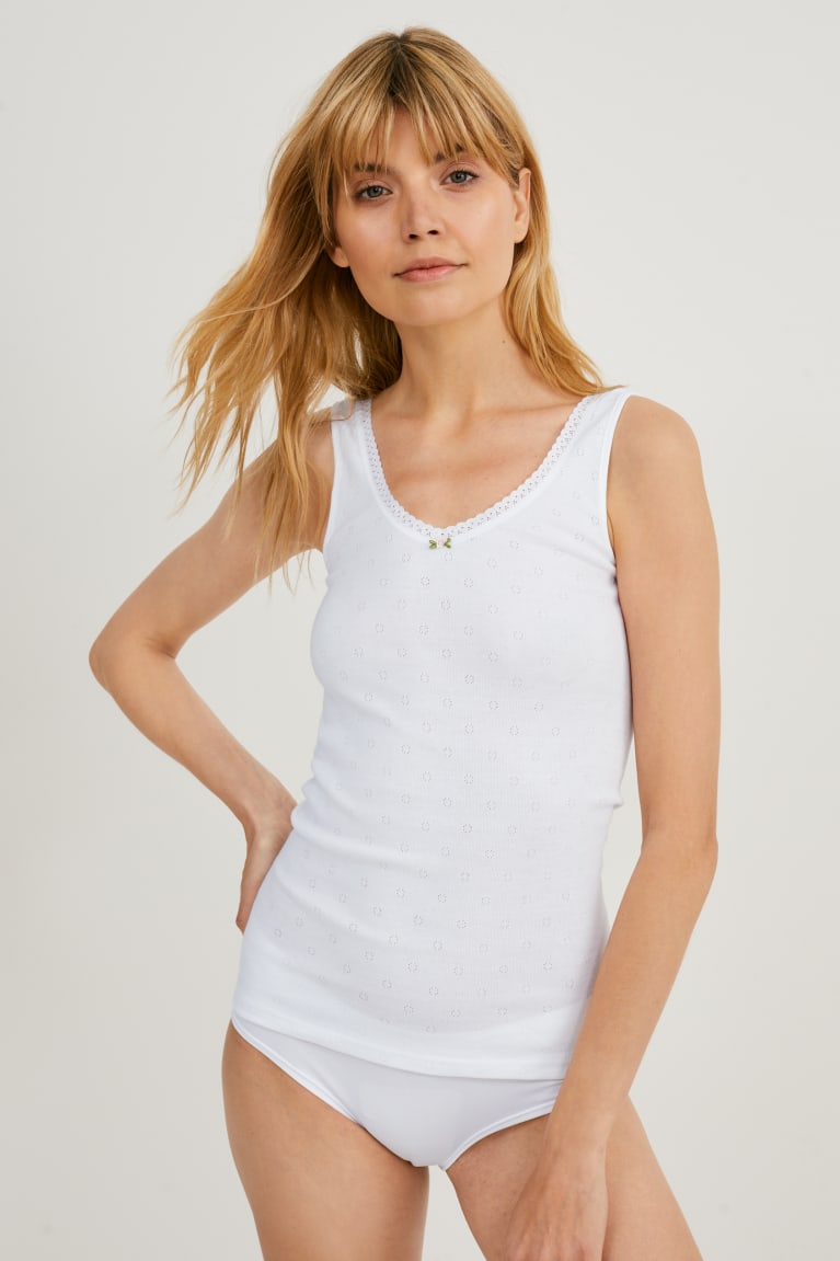 Ropa Interior C&A Camisole Organic Algodon Blancas | CXAGBS-974