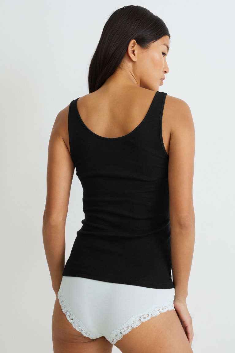 Ropa Interior C&A Camisole Organic Algodon Negras | VJSGIM-968