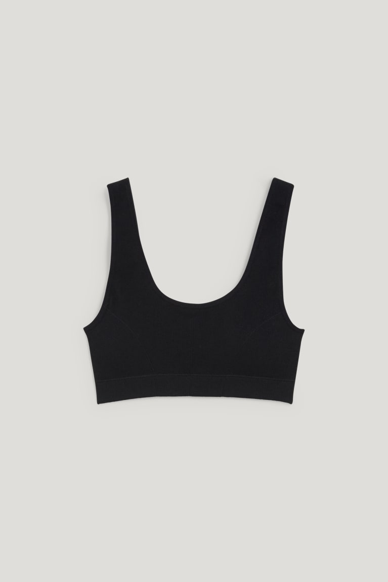 Ropa Interior C&A Crop Acolchado Seamless- Lycra® Negras | ASGLVC-951