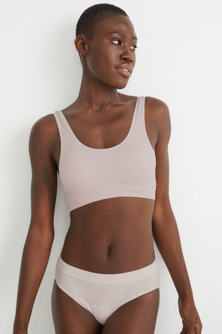 Ropa Interior C&A Crop Acolchado Seamless Rosas | GAKRFU-308