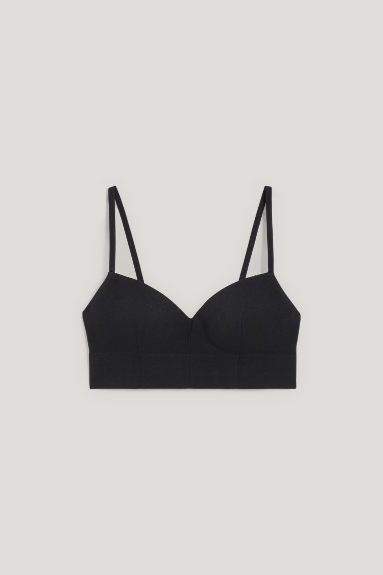 Ropa Interior C&A Crop Acolchado Seamless- Lycra® Negras | MSBRIV-587