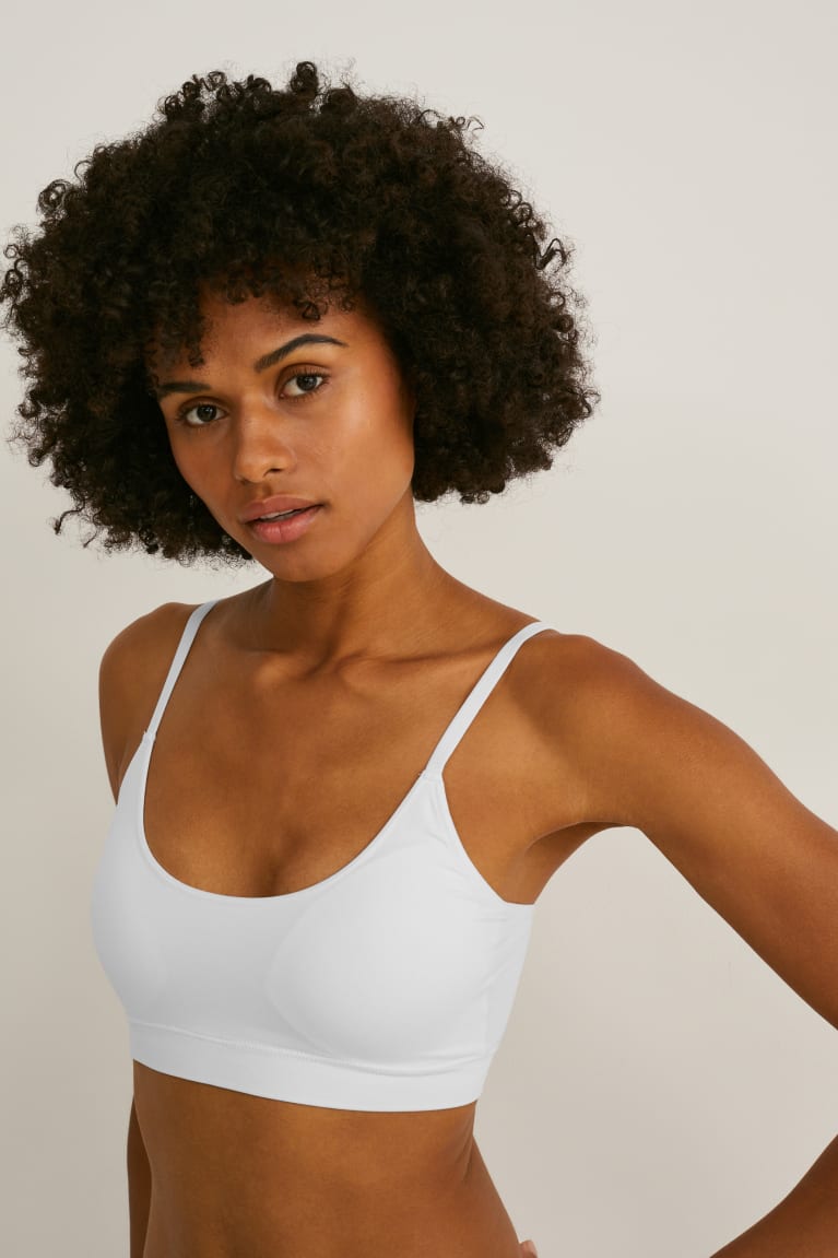 Ropa Interior C&A Crop Acolchado Seamless- Lycra® Blancas | VEWPGJ-532