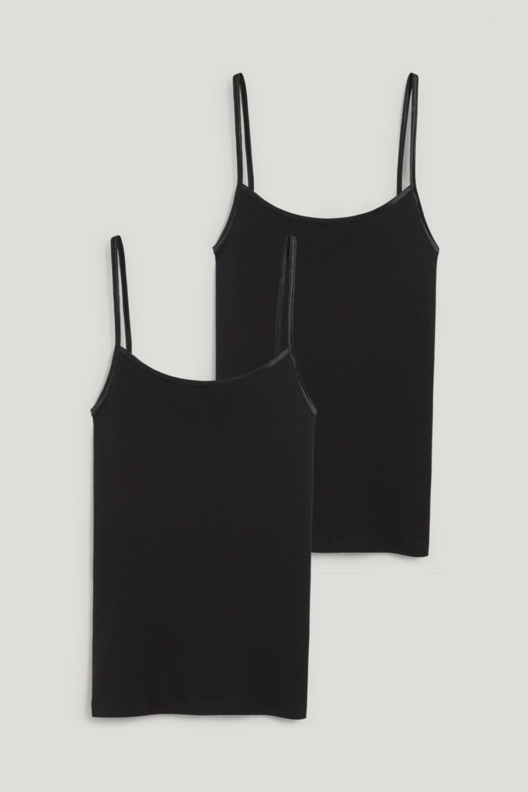 Ropa Interior C&A Multipack Of 2 Camisole Organic Algodon Negras | MGFEHR-957