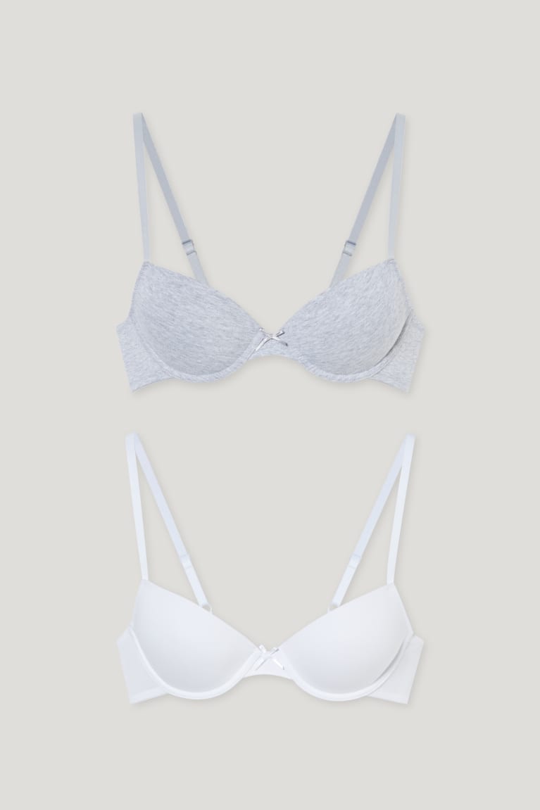 Ropa Interior C&A Multipack Of 2 Underwire Bra Demi Acolchado Blancas Gris | EMBTPS-109