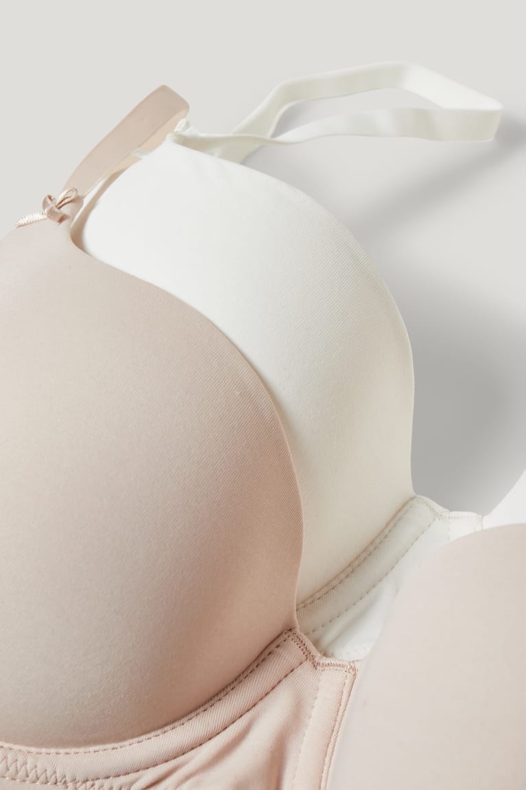 Ropa Interior C&A Multipack Of 2 Underwire Bra Full Coverage Acolchado Blancas Beige | LUAWPX-831