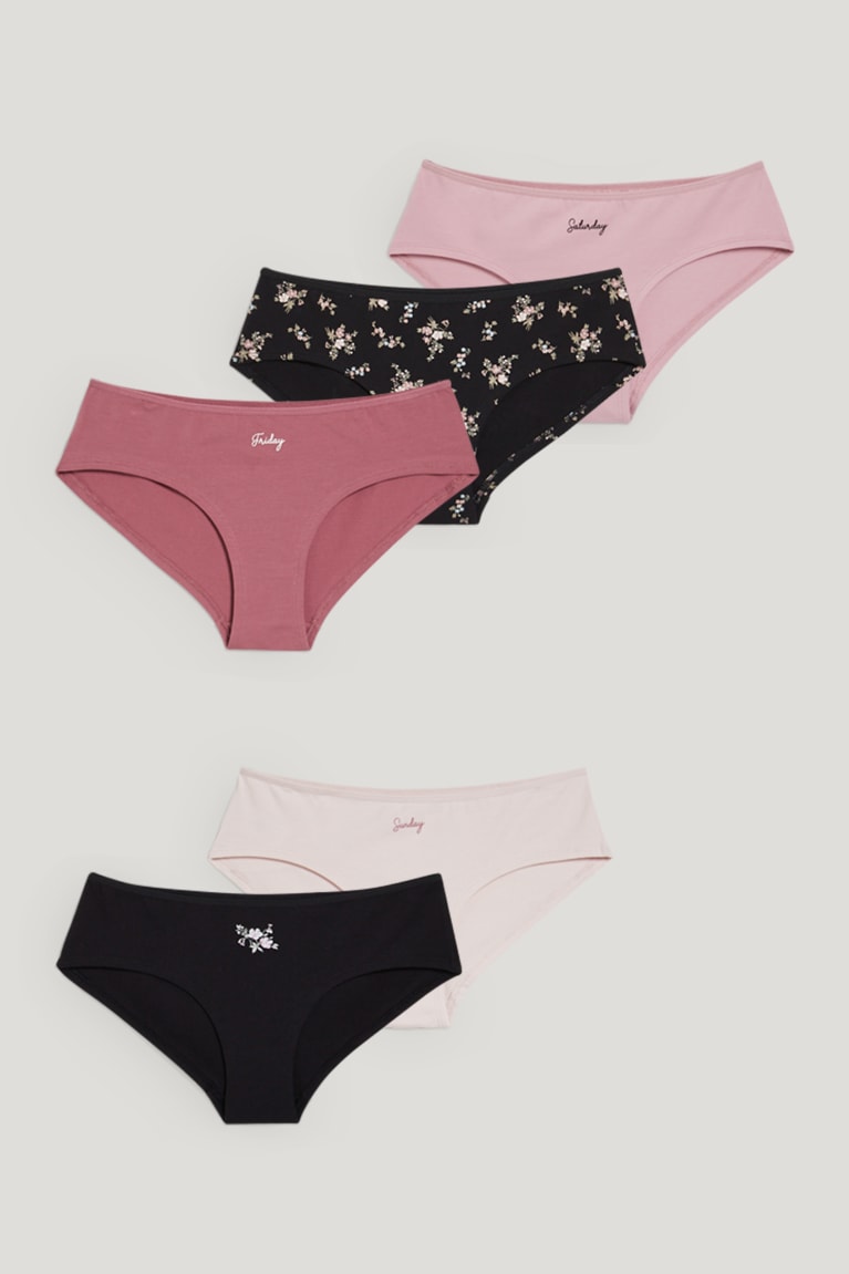 Ropa Interior C&A Multipack Of 5 Hipster Briefs Negras Rosas | IJKVRG-841