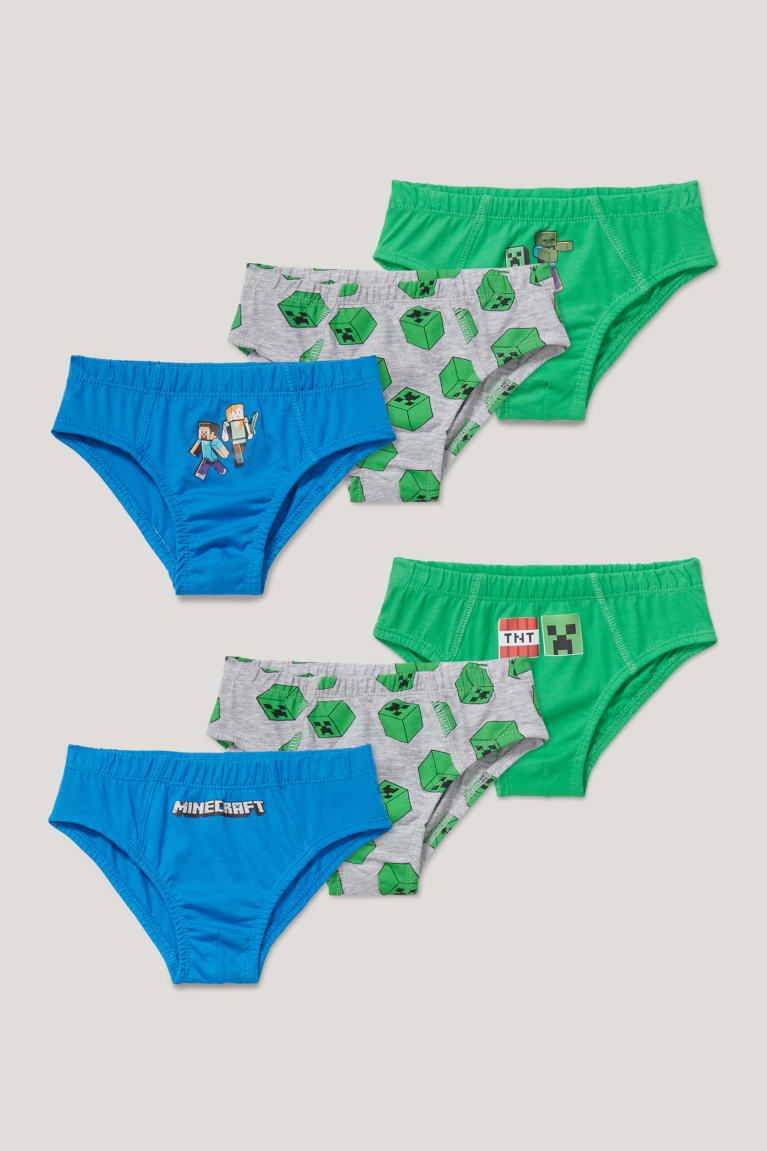 Ropa Interior C&A Multipack Of 6 Minecraft Briefs Organic Algodon Verde Oscuro Azules Oscuro | RLJBDT-362