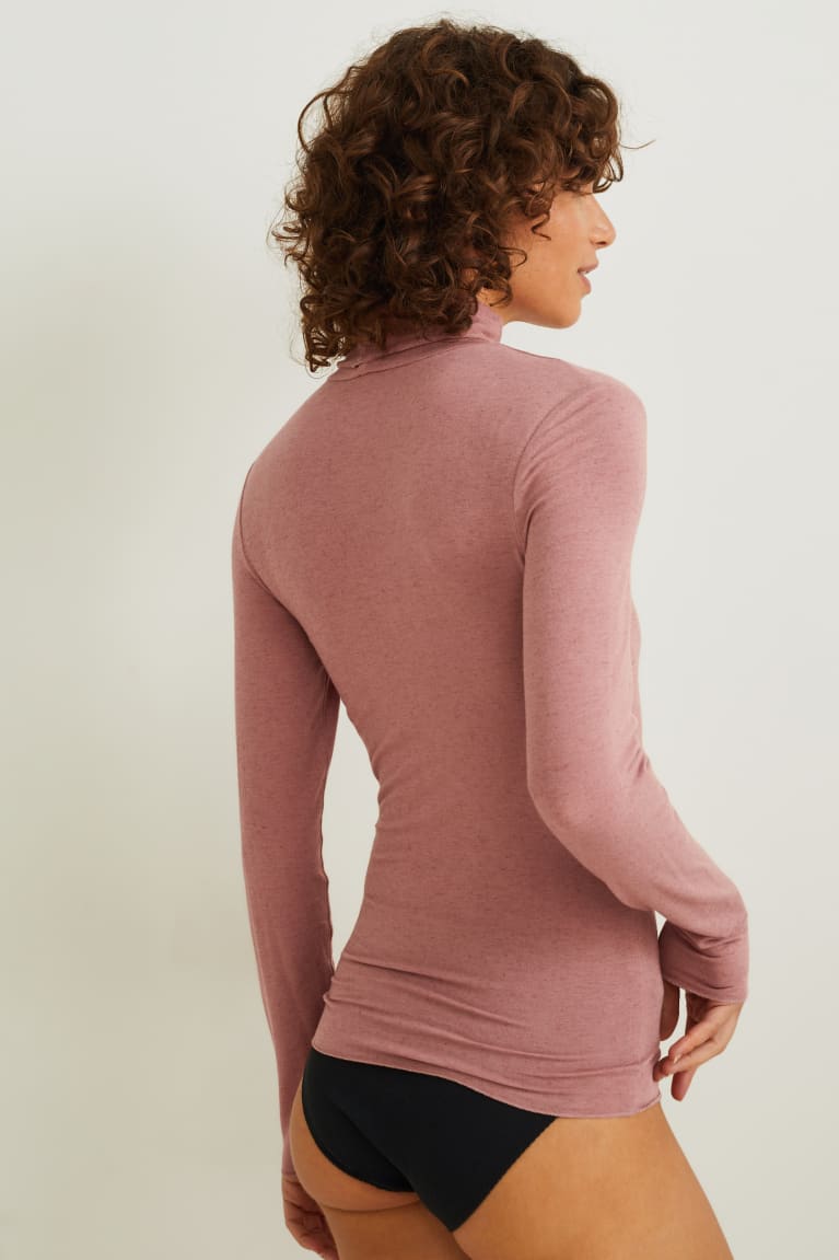 Ropa Interior C&A Polo Neck Containing Cashmere Rosas Oscuro | HSLJNY-825