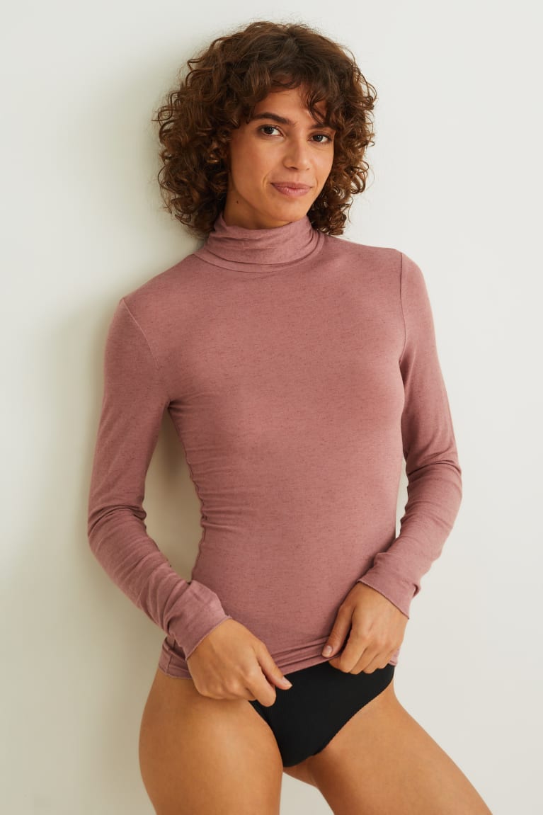 Ropa Interior C&A Polo Neck Containing Cashmere Rosas Oscuro | HSLJNY-825