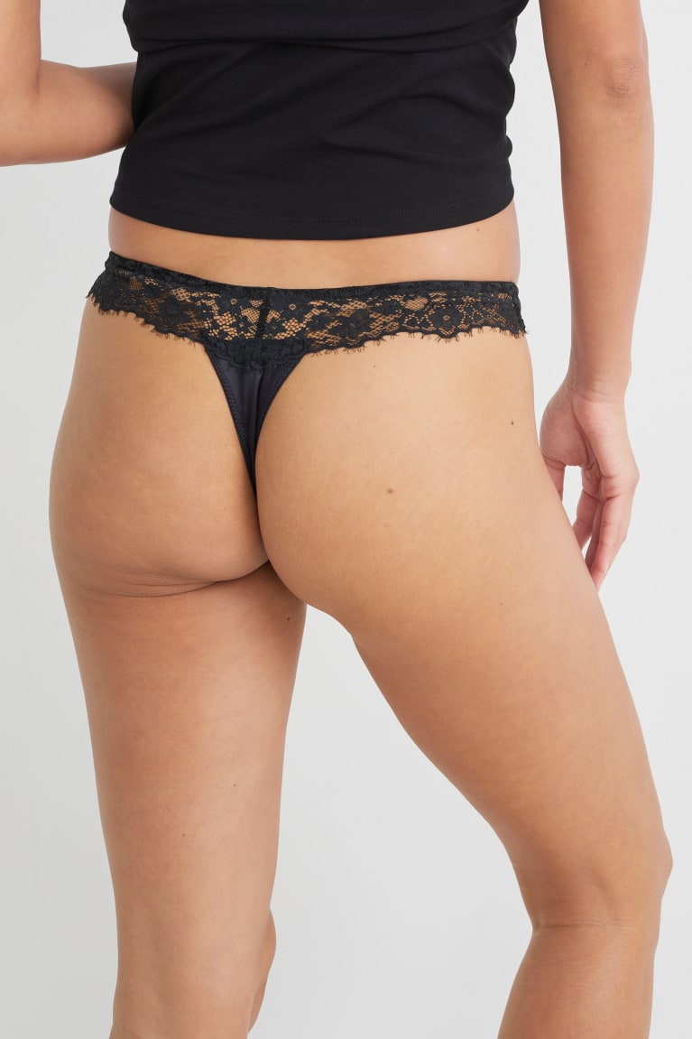 Ropa Interior C&A Tanga Negras | PXUEVS-182