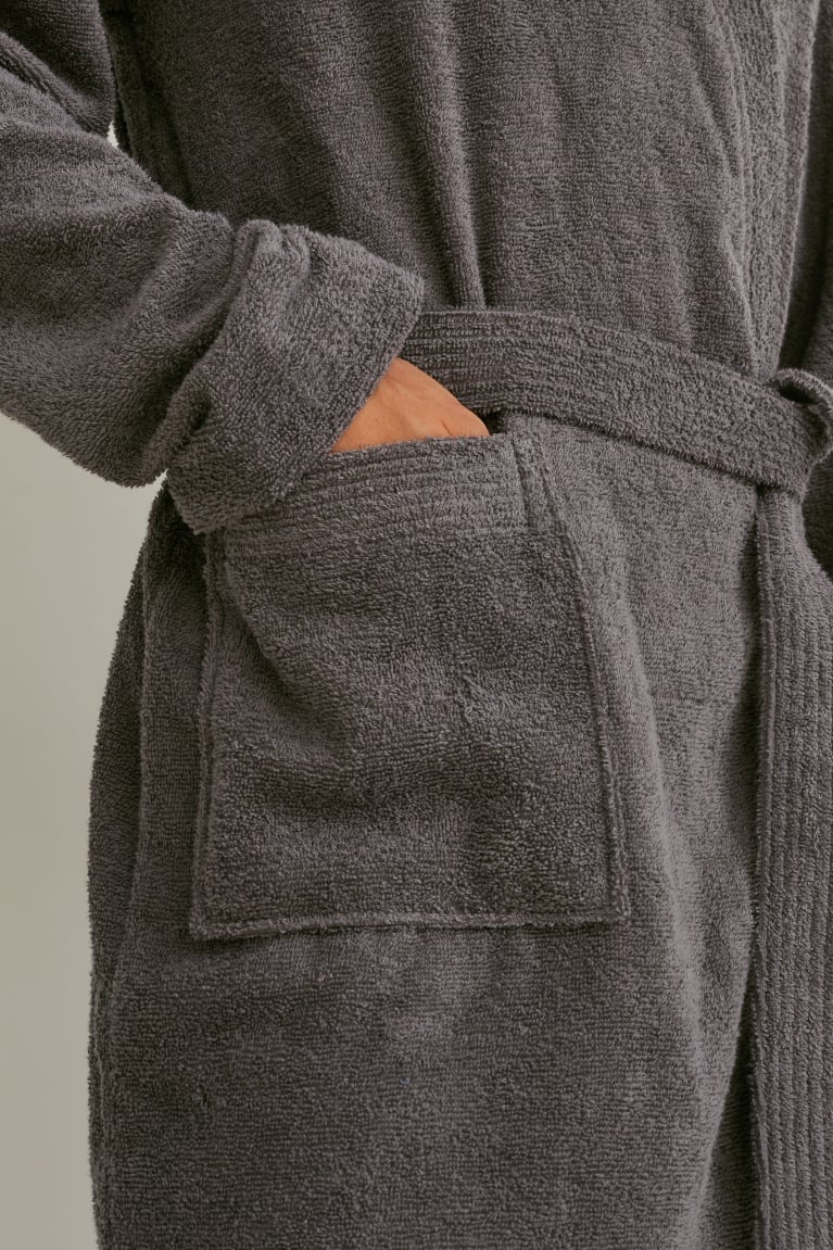 Ropa Interior C&A Terry Cloth Bathrobe Organic Algodon Gris Marrones | VFIAQB-761