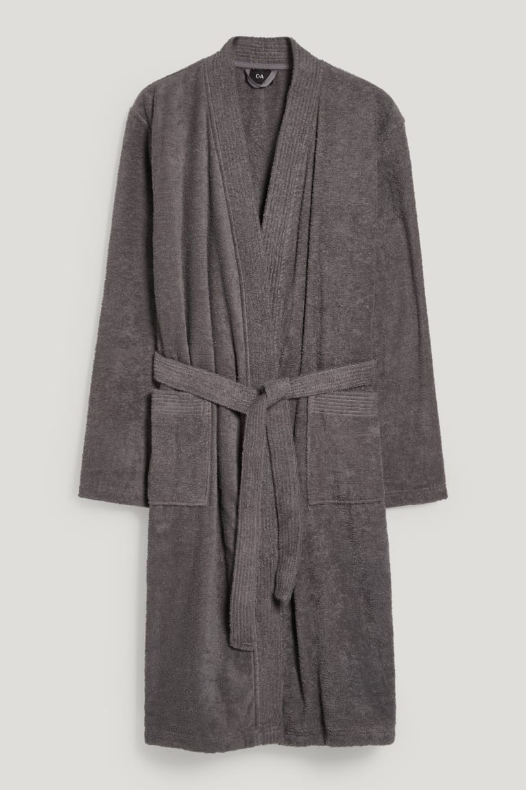 Ropa Interior C&A Terry Cloth Bathrobe Organic Algodon Gris Marrones | VFIAQB-761