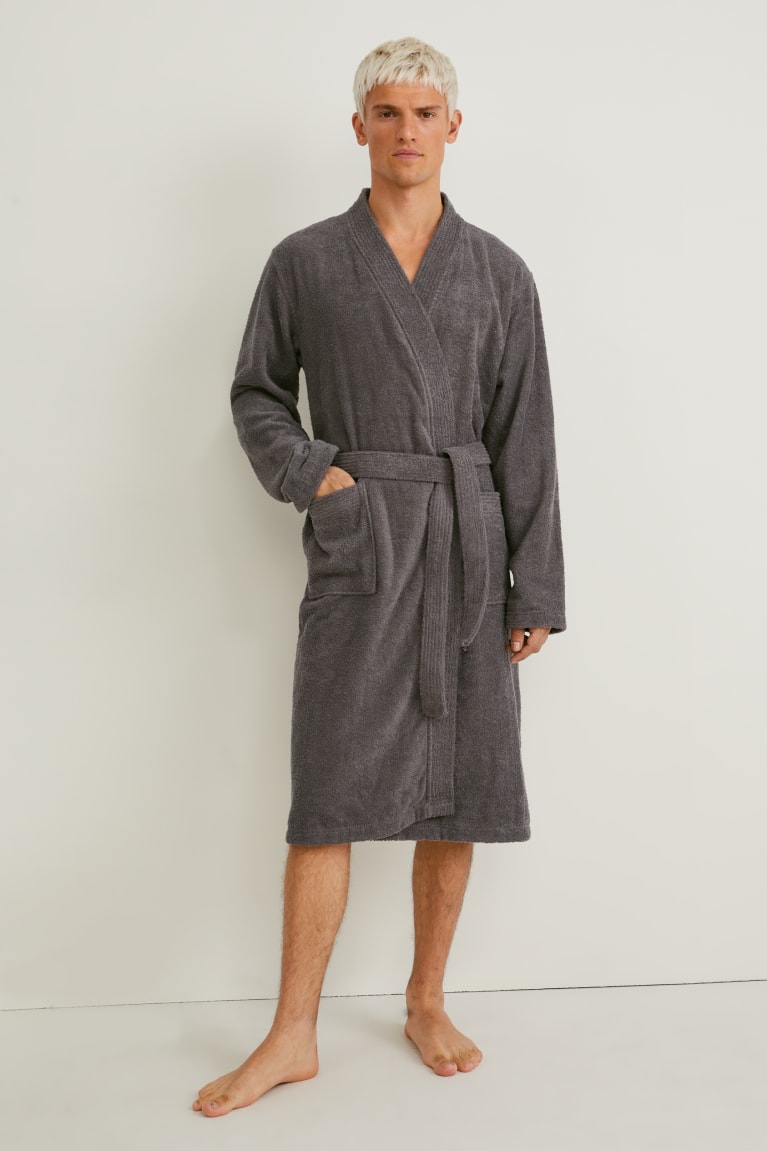 Ropa Interior C&A Terry Cloth Bathrobe Organic Algodon Gris Marrones | VFIAQB-761