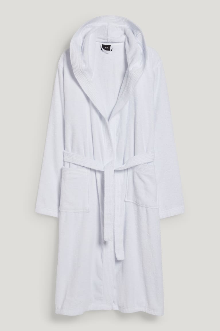 Ropa Interior C&A Terry Cloth Bathrobe With Hood Organic Algodon Blancas | IJWVDT-743