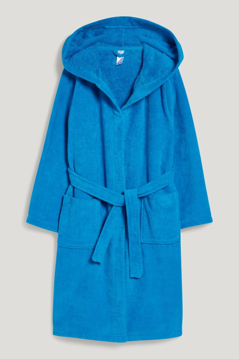 Ropa Interior C&A Terry Cloth Bathrobe With Hood Organic Algodon Petrol | ZNFXCU-127