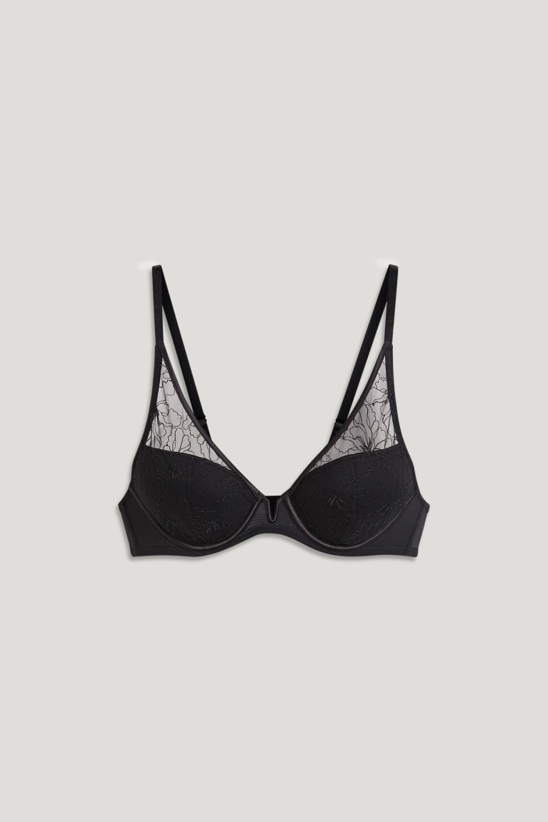 Ropa Interior C&A Underwire Bra Demi Acolchado Negras | AJPCSO-948