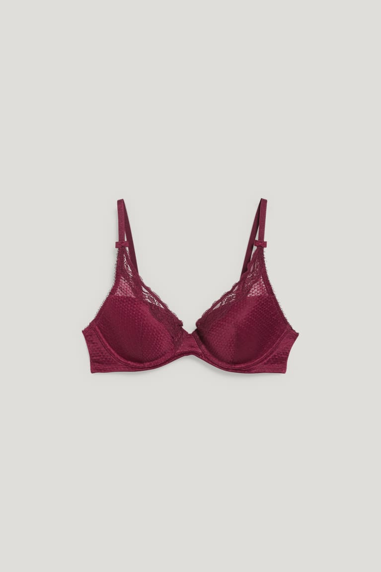 Ropa Interior C&A Underwire Bra Demi Acolchado Burdeos | DMBJKX-184