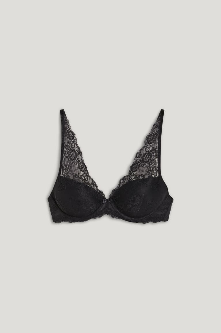 Ropa Interior C&A Underwire Bra Demi Acolchado Negras | EJWGUC-581