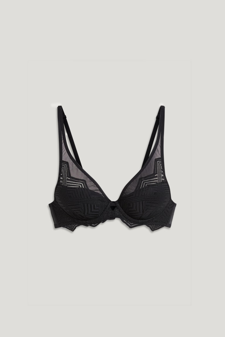 Ropa Interior C&A Underwire Bra Demi Acolchado Negras | FMHRAL-358