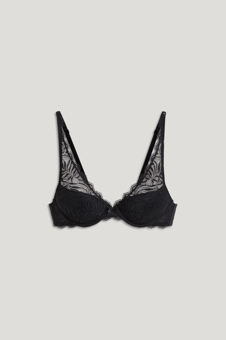 Ropa Interior C&A Underwire Bra Demi Acolchado Negras | GPBNVO-031