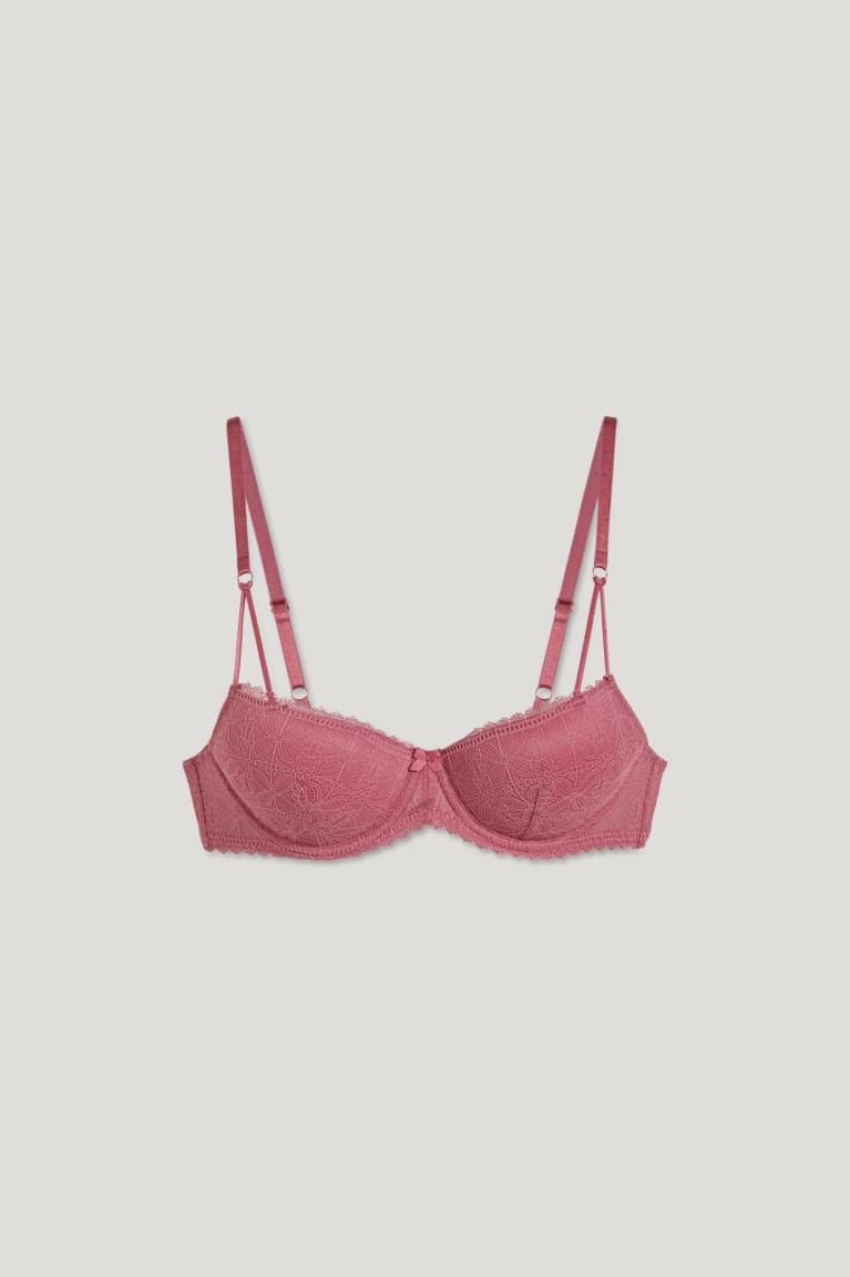 Ropa Interior C&A Underwire Bra Demi Acolchado Lycra® Rosas | QVZADN-648