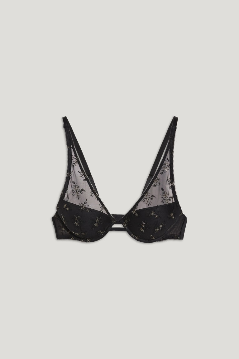 Ropa Interior C&A Underwire Bra Demi Acolchado Negras | SFRCMB-860