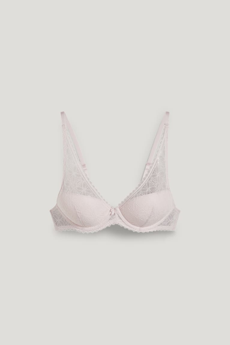 Ropa Interior C&A Underwire Bra Demi Acolchado Lycra® Rosas | SYJCGP-537