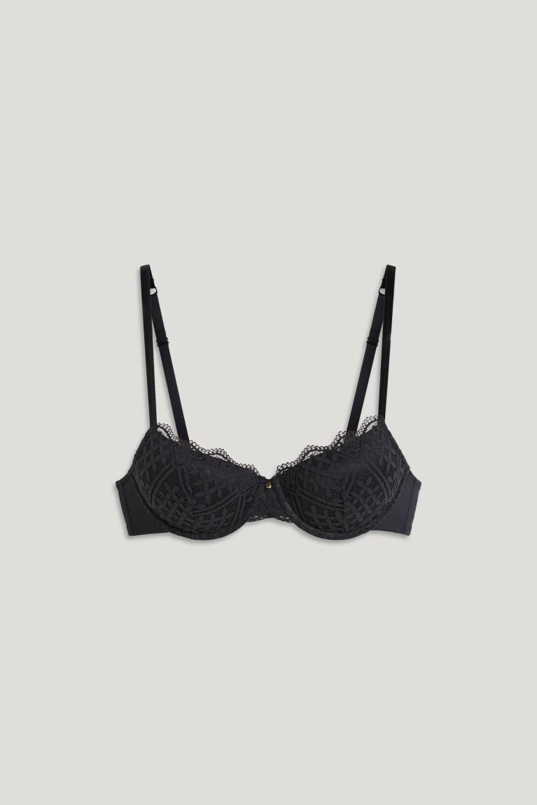 Ropa Interior C&A Underwire Bra Demi Acolchado Lycra® Negras | TOQJCK-710