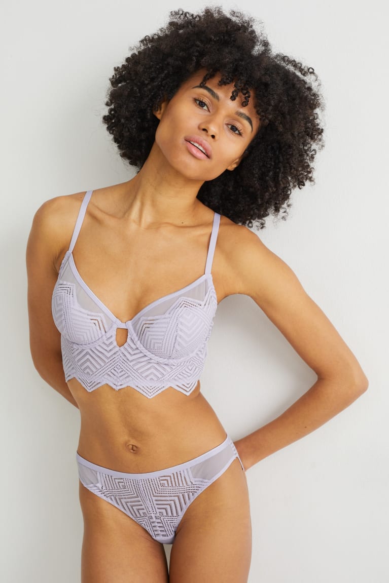 Ropa Interior C&A Underwire Bra Demi Acolchado Moradas Claro | VUBADY-247