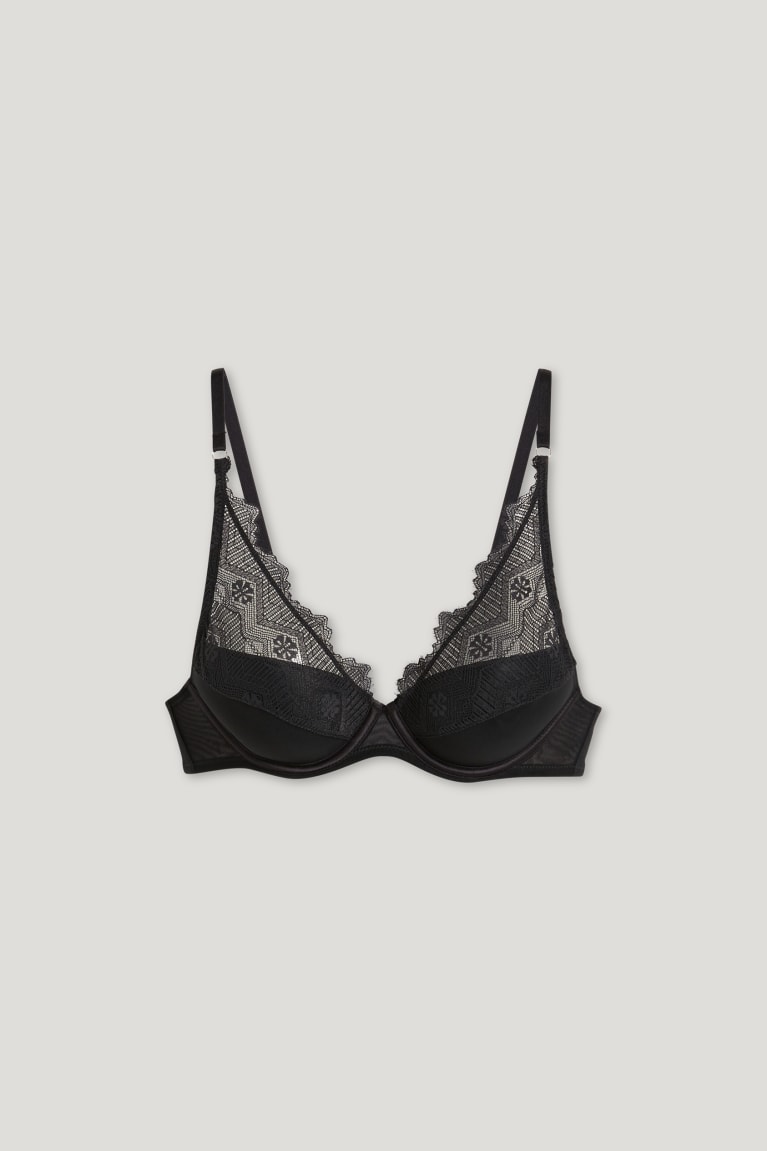 Ropa Interior C&A Underwire Bra Demi Acolchado Negras | WGHBUF-875