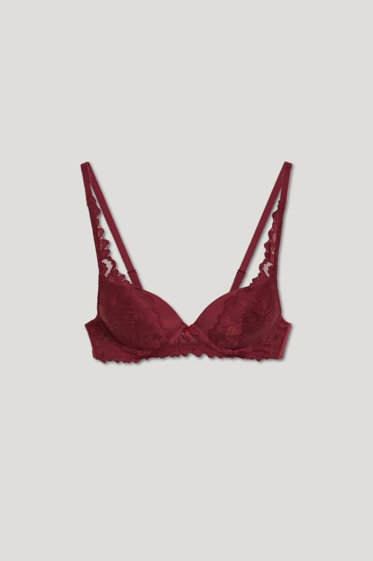 Ropa Interior C&A Underwire Bra Plunge Acolchado Rojas | NUKOSA-329