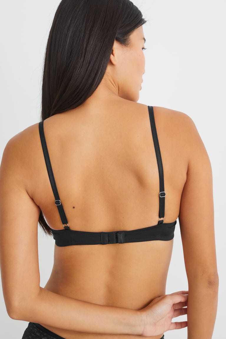 Ropa Interior C&A Underwire Bra Plunge Acolchado Push-up Negras | RCBZHM-708