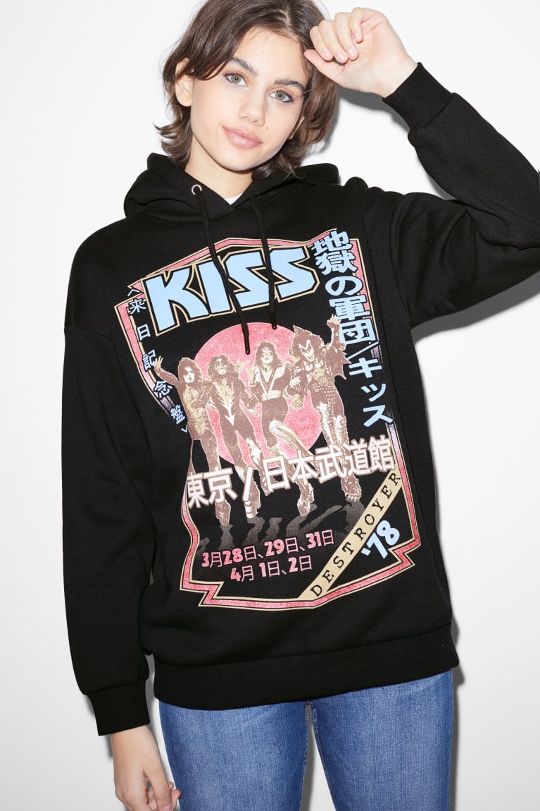 Sudadera Con Capucha C&A Clockhouse Kiss Negras | AVSCIJ-348