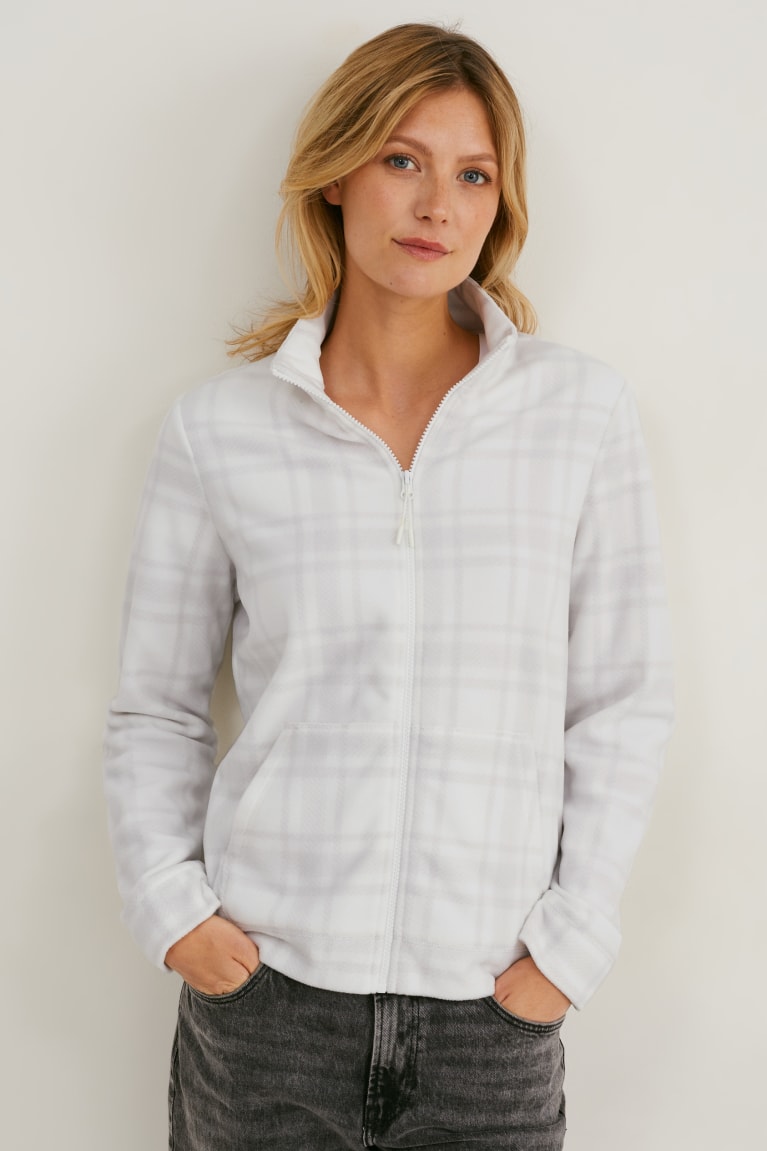 Sudadera Con Capucha C&A Fleece Check Blancas | DFBYMH-253