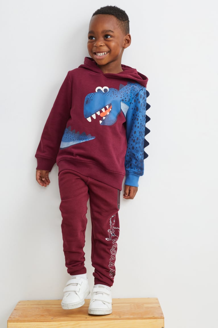 Sudadera Con Capucha C&A Multipack Of 2 Dinosaur And Long Sleeve Burdeos | JLWAYK-621