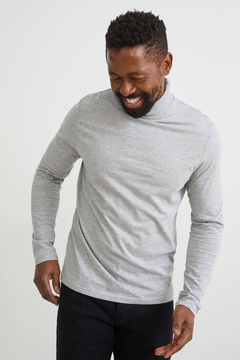 Sudadera Con Capucha C&A Polo Neck Organic Algodon Gris | FIMVUE-903