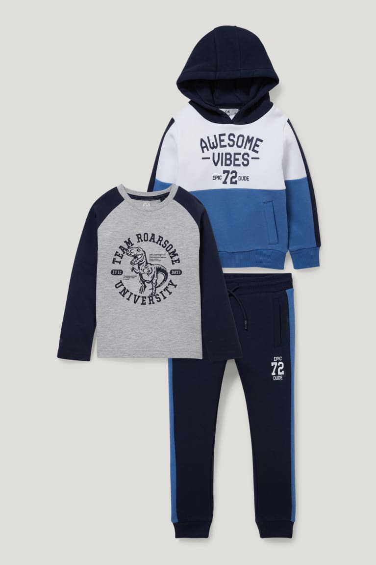 Sudadera Con Capucha C&A Set, Long Sleeve And Joggers 3 Piece Azules Oscuro | ZLGMDJ-204