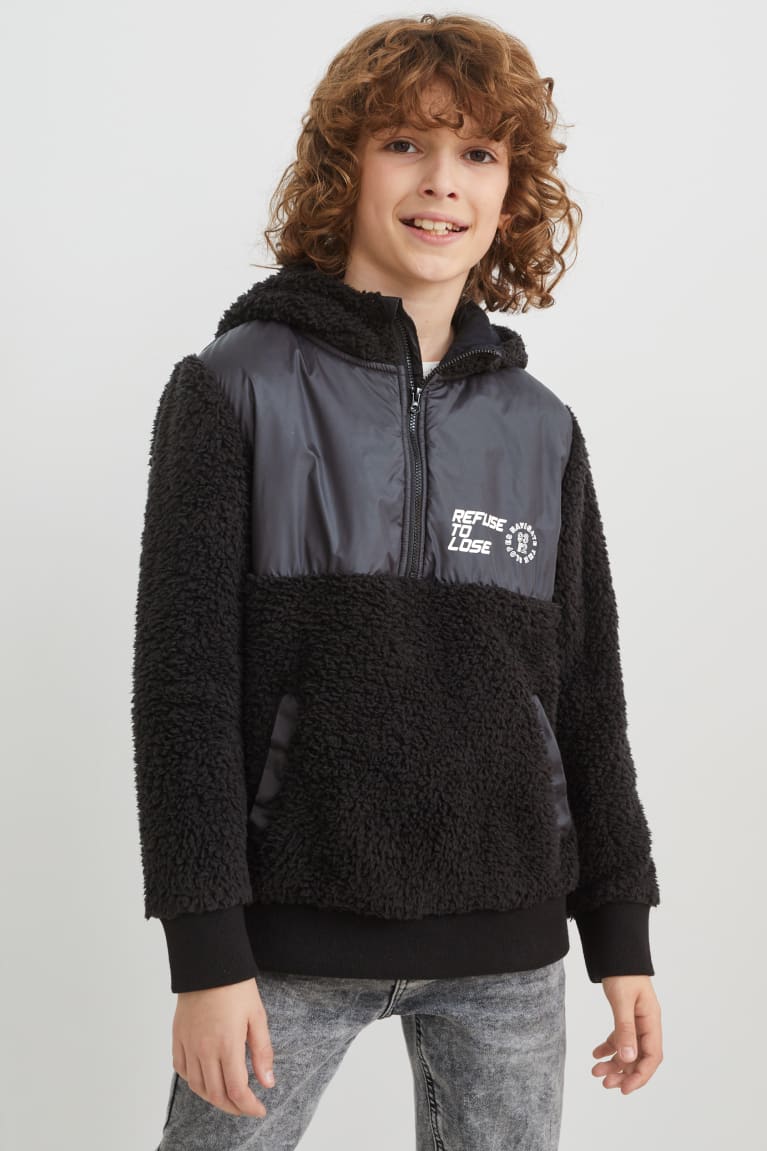 Sudadera Con Capucha C&A Teddy Fur Negras | QIJSXH-429