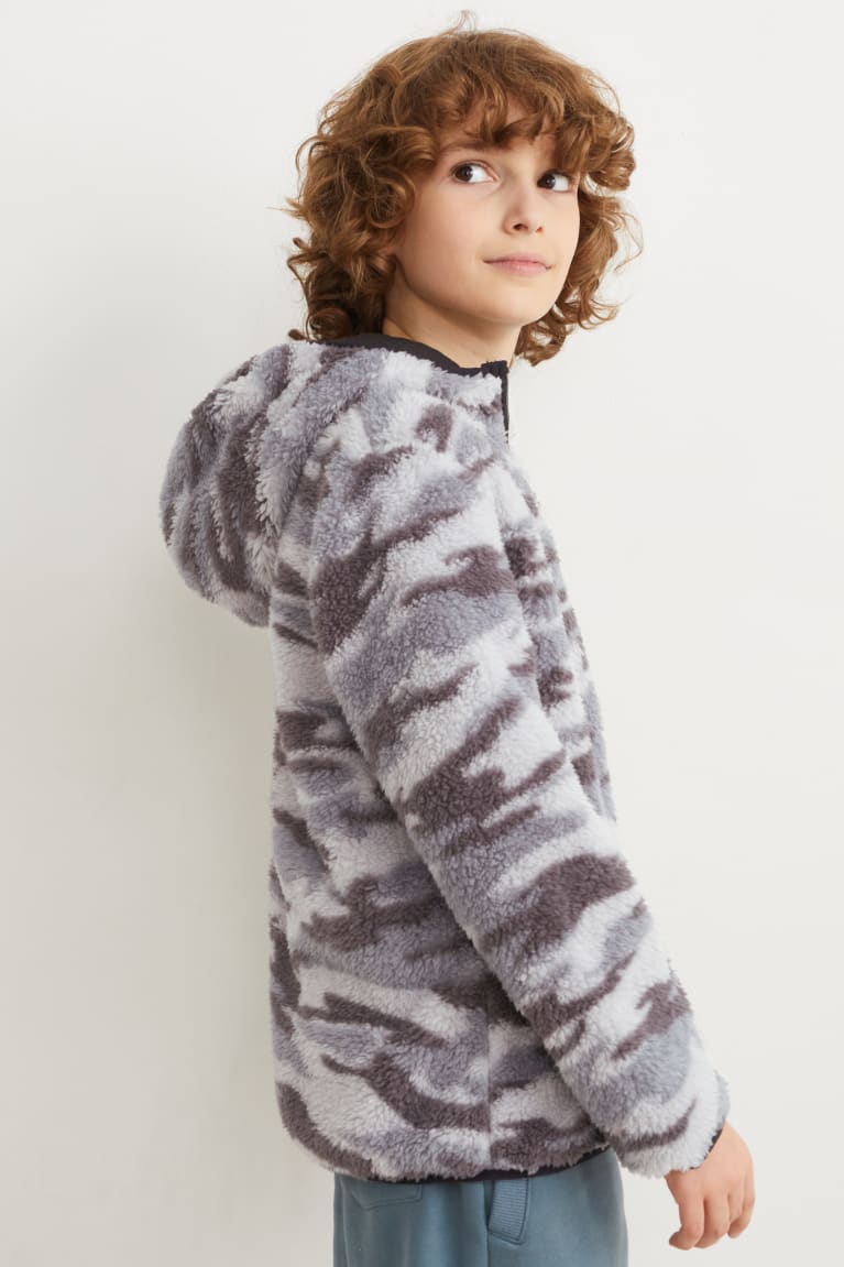 Sudadera Con Capucha C&A Teddy Fur With Hood Patterned Gris | NEQBXR-452